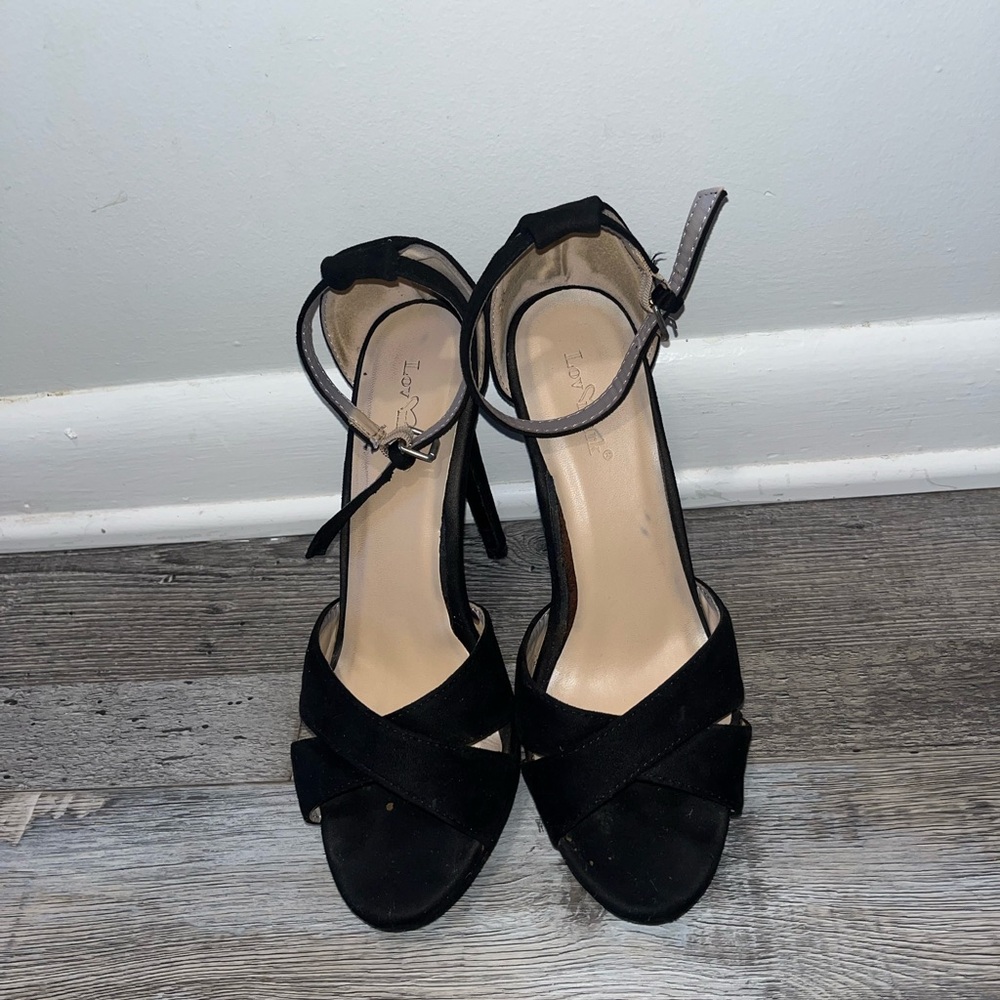 Black Stiletto Heels with Ankle Strap
